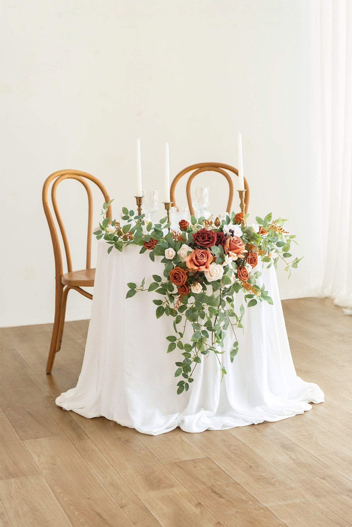 Sweetheart Table Floral Swags in Sunset Terracotta