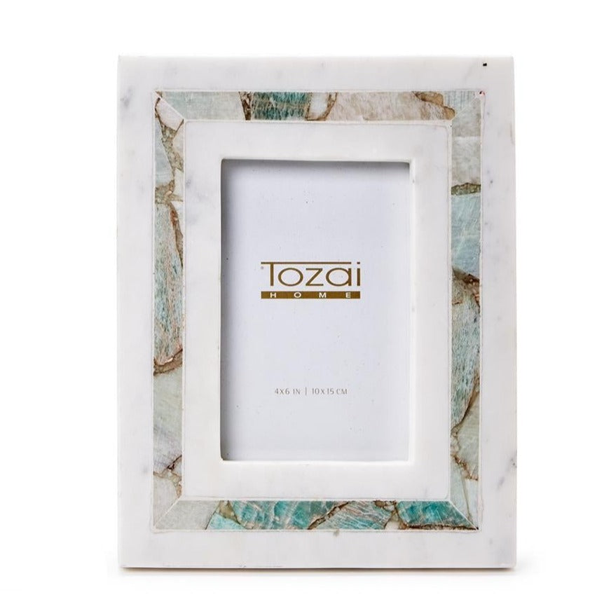 Amazonite and White Marble Frame- 4x6