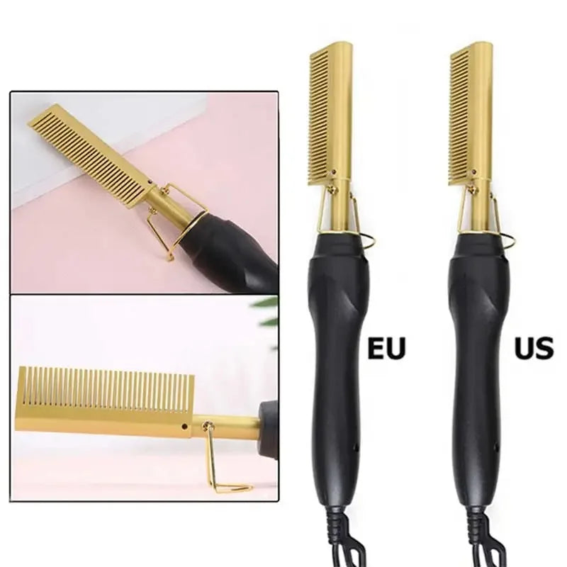 Hair Straightener Flat Irons Straightening Brush Hot Heating Comb Hair