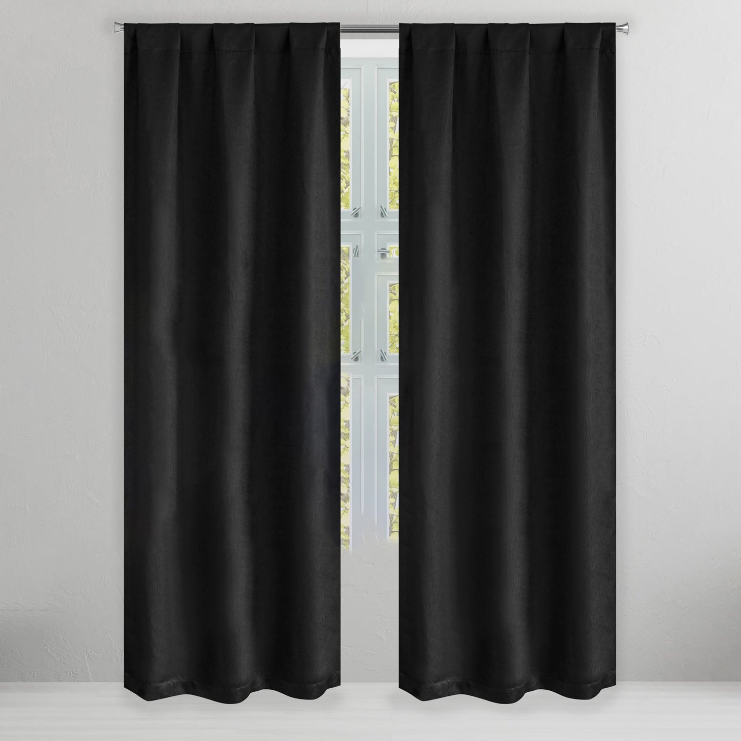 Set of 2: Brushed Textured Blackout Thermal Window Curtain Pair Panel