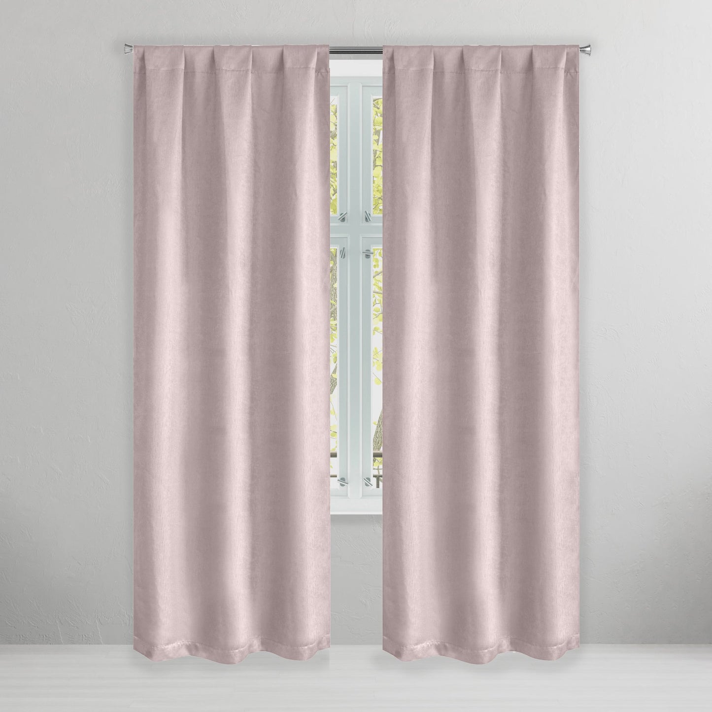 Set of 2: Brushed Textured Blackout Thermal Window Curtain Pair Panel