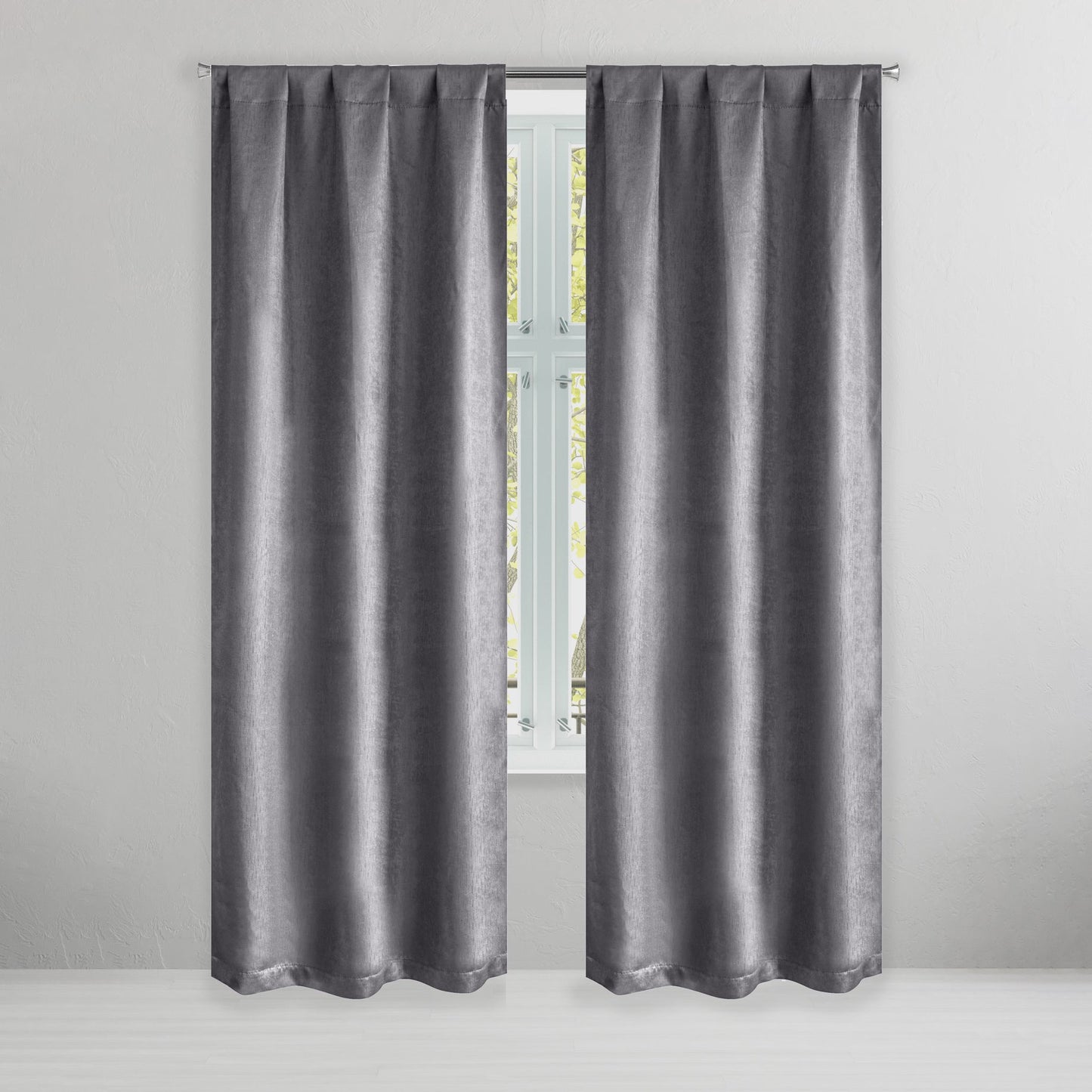 Set of 2: Brushed Textured Blackout Thermal Window Curtain Pair Panel