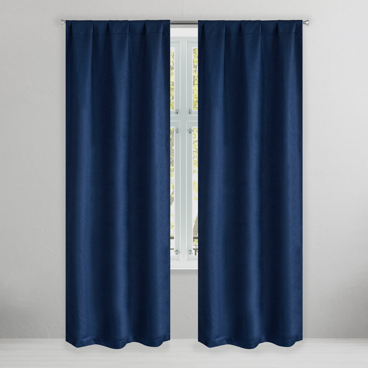 Set of 2: Brushed Textured Blackout Thermal Window Curtain Pair Panel