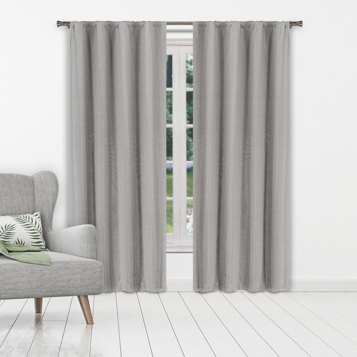 Set of 2: Heavy Solid Textured Blackout Thermal Window Curtain Pair Panel