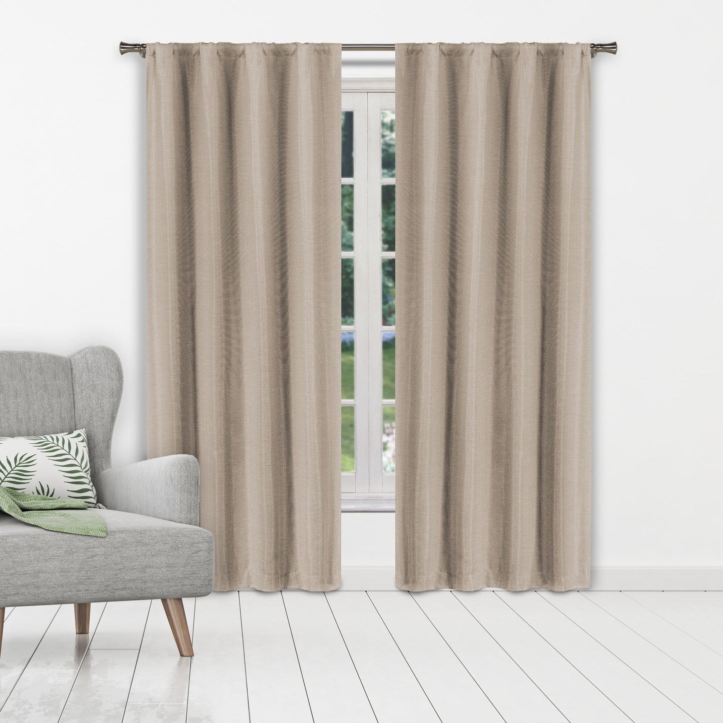 Set of 2: Heavy Solid Textured Blackout Thermal Window Curtain Pair Panel