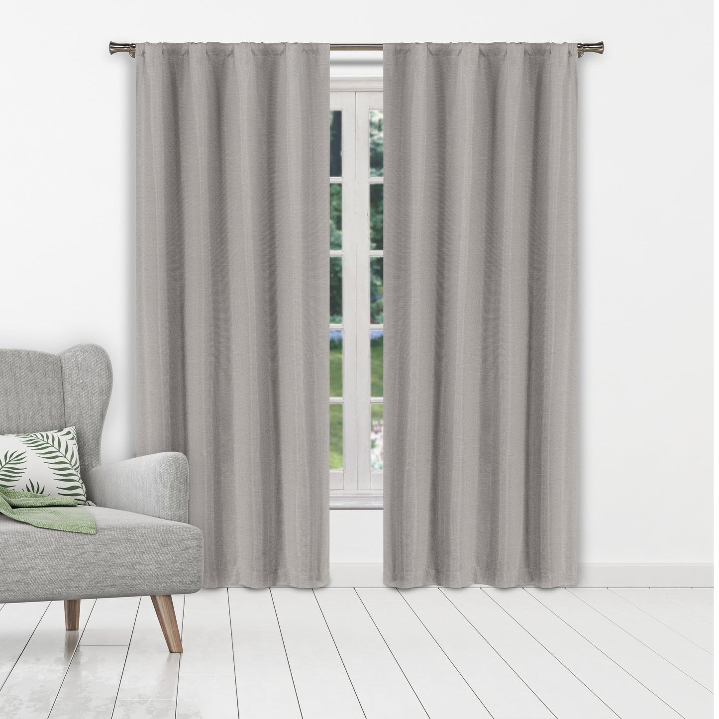 Set of 2: Heavy Solid Textured Blackout Thermal Window Curtain Pair Panel