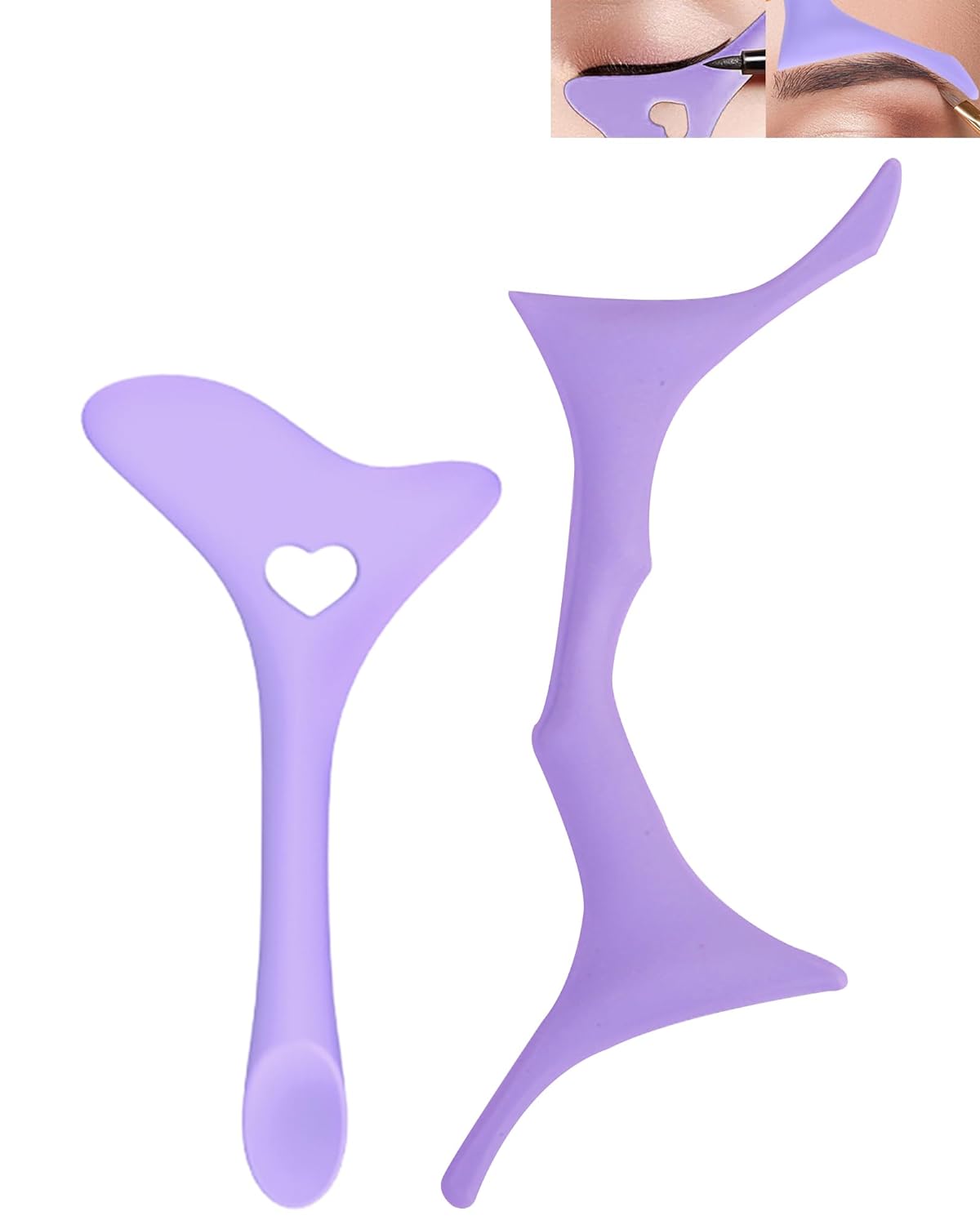Silicone Eyeliner Eyebrow Shaping Stencils Set- 5 in 1 Winged Tip Eyeliner Aid and 6 in 1 Eyebrow Stencil Aid,Reusable Multifunctional Eye Makeup Tool Kit,for Women Winged Eyeliner, Defined Brow, Lip Line-Purple