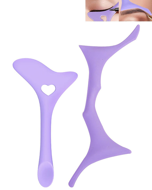 Silicone Eyeliner Eyebrow Shaping Stencils Set- 5 in 1 Winged Tip Eyeliner Aid and 6 in 1 Eyebrow Stencil Aid,Reusable Multifunctional Eye Makeup Tool Kit,for Women Winged Eyeliner, Defined Brow, Lip Line-Purple