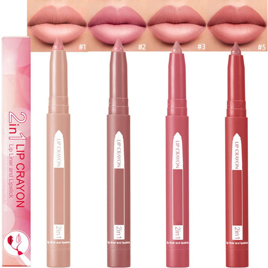 4 Pcs Matte Lip Liner Pencil Sets,Retractable Waterproof Lip Liner Pencil,High Pigmented Lipliner for Daily Makeup,Lipstick Long Lasting Smudge Proof for Women,No Sharpener Required