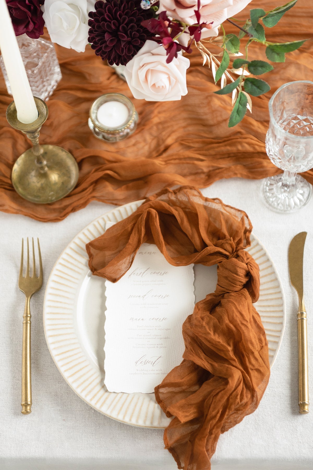 Cheesecloth Napkins & Table Runner Set for Reception - 7 Colors