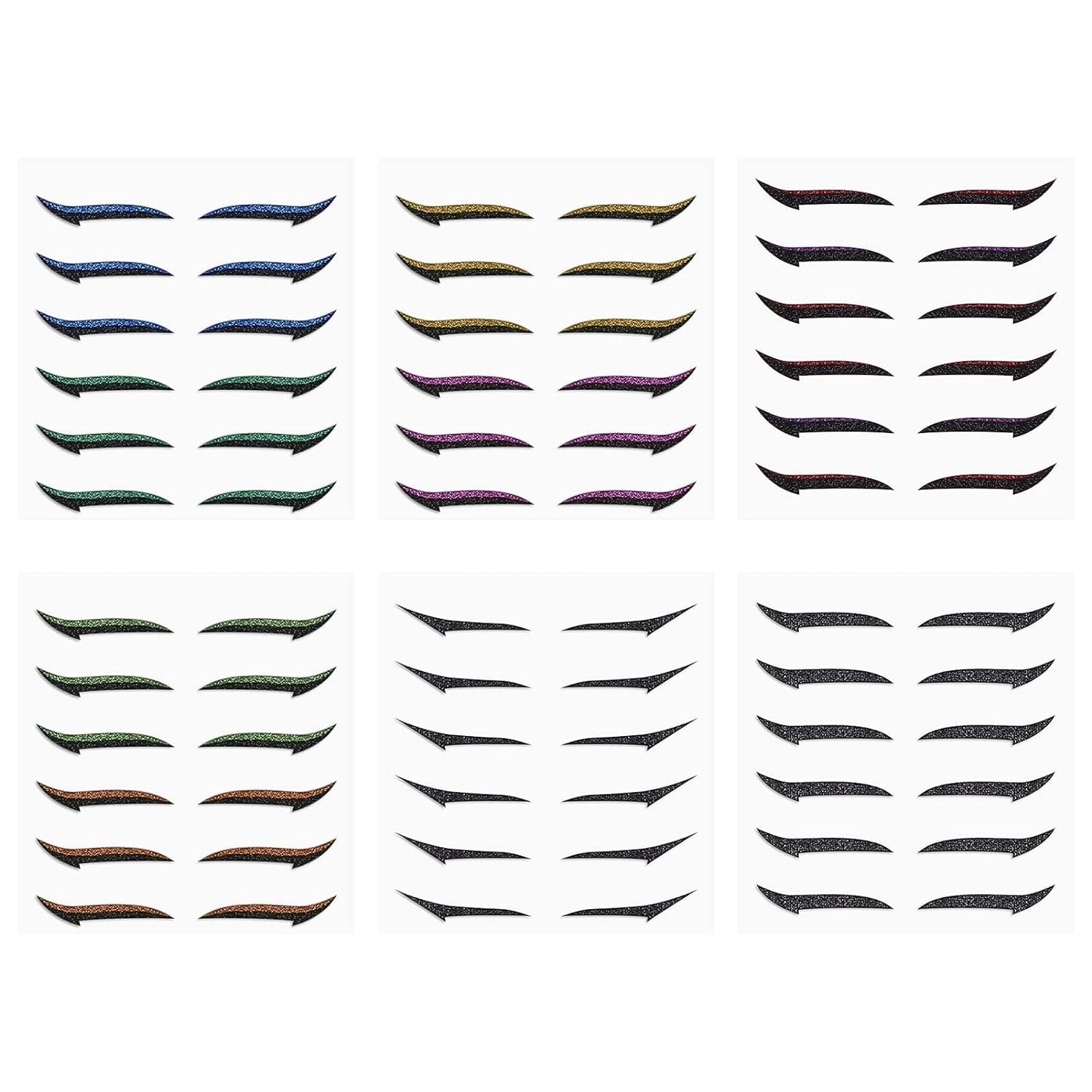 36Pcs Self Adhesive Eyeliner Stickers Reusable Glitter Eye Tape Colorful Eyeliner Sticker Strips for Dazzling Eye Makeup