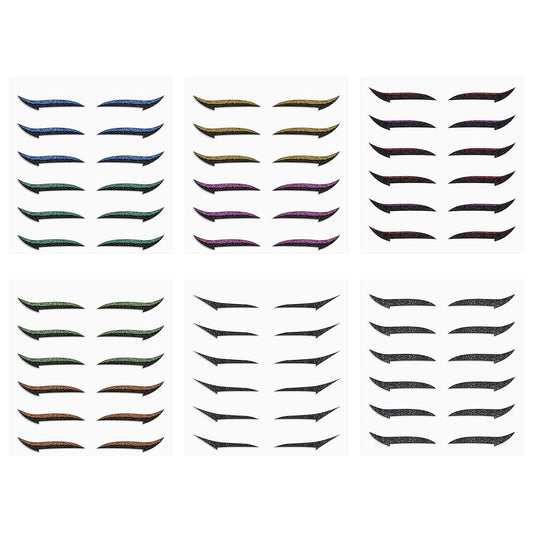 36Pcs Self Adhesive Eyeliner Stickers Reusable Glitter Eye Tape Colorful Eyeliner Sticker Strips for Dazzling Eye Makeup