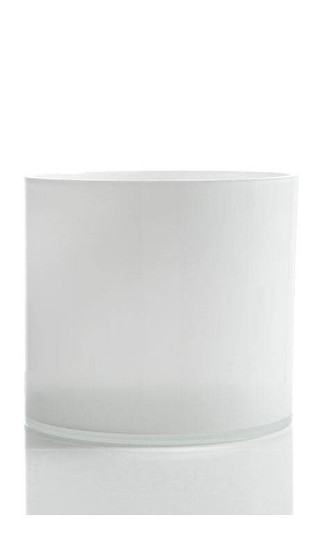 Set of Four 4" X 4" White Glass Cylinder Vases