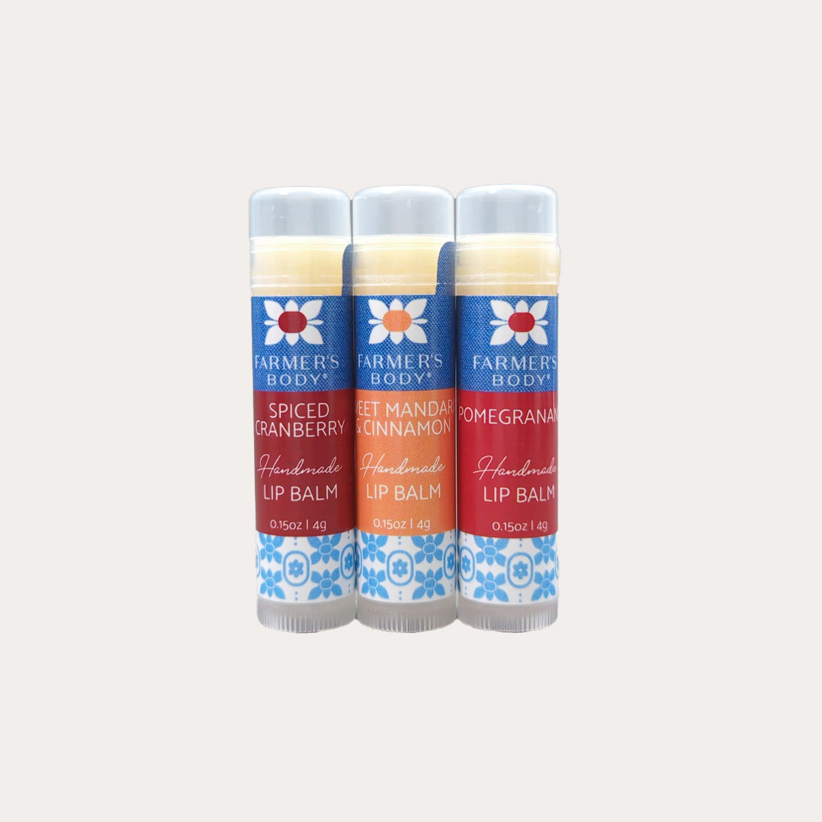Fall and Winter Lip Balm Trio | Sweet Mandarin, Spiced Cranberry, and Pomegranate