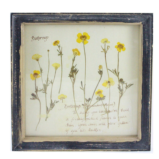 Rustic Wood Framed Buttercup Flower Wall Decor