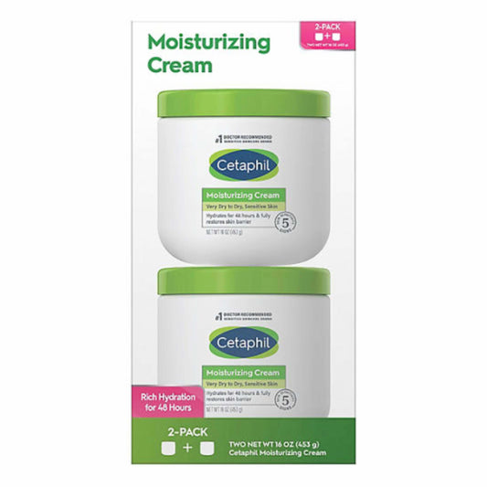 Cetaphil - Moisturizing Cream for Very Dry, Sensitive Skin, Fragrance Free - 16 Oz - 2 Pack