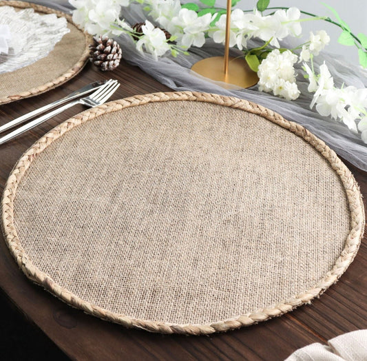 Set of 4 Rustic Placemats Natural 15"