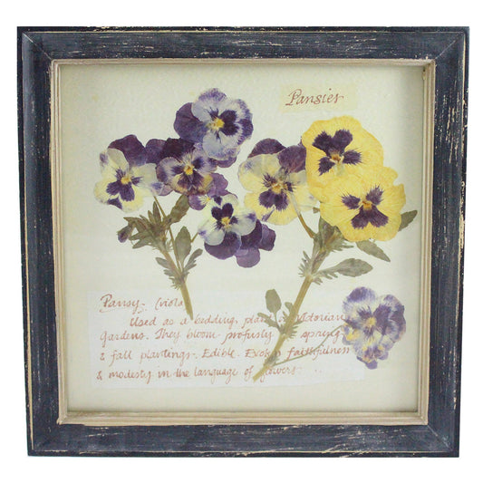 Rustic Wood Framed Pansy Flower Wall Decor
