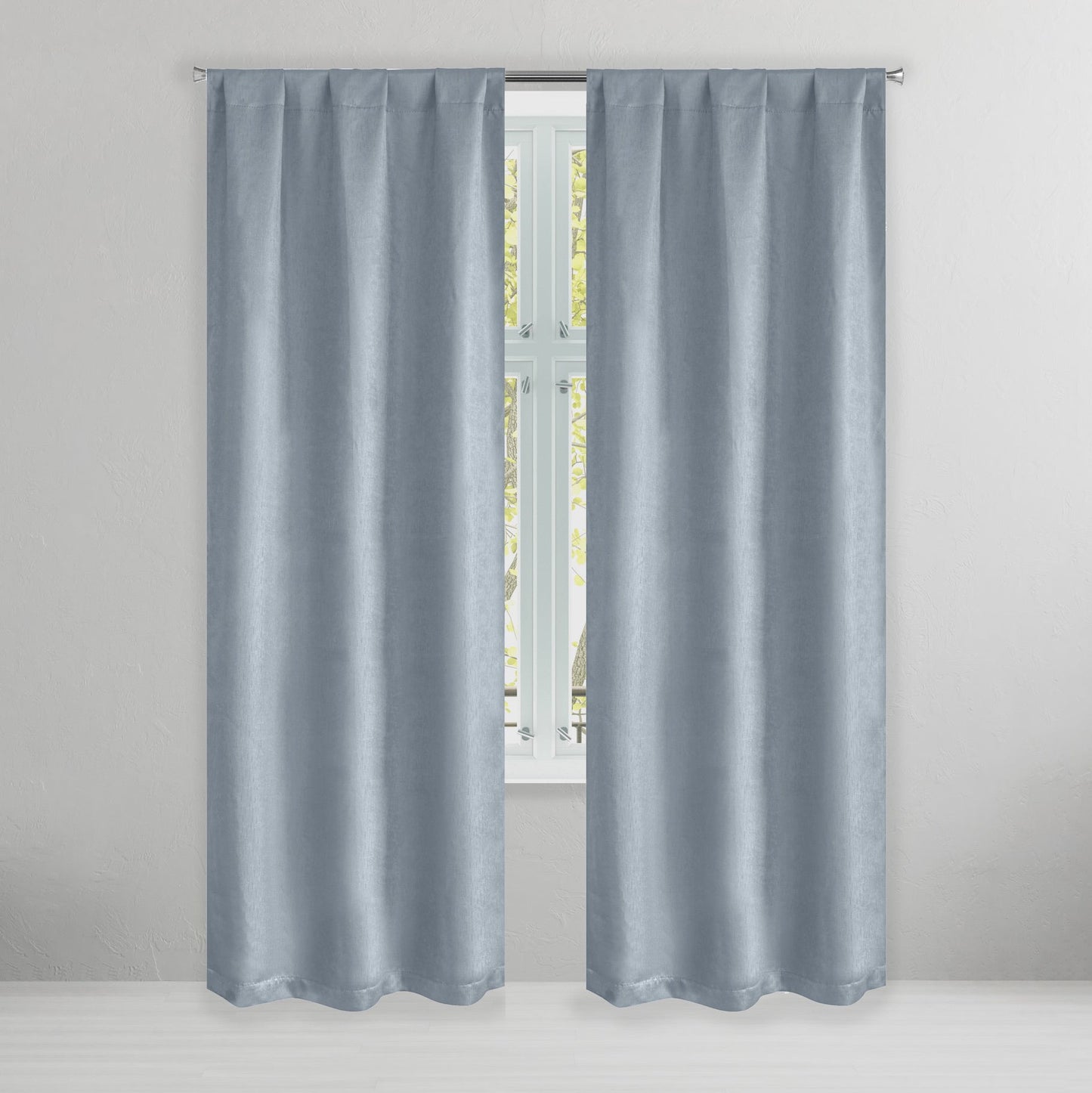 Set of 2: Brushed Textured Blackout Thermal Window Curtain Pair Panel