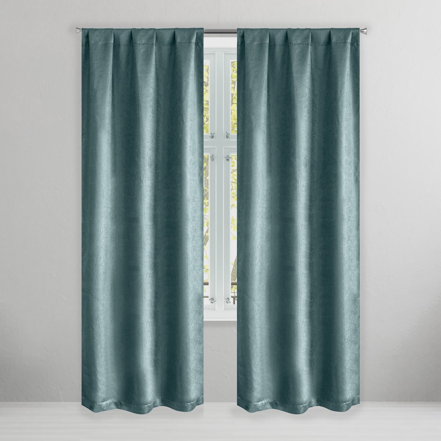 Set of 2: Brushed Textured Blackout Thermal Window Curtain Pair Panel