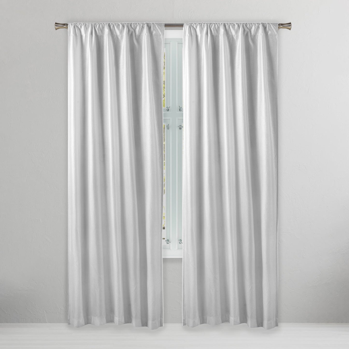 Set of 2: Embossed Crinkie Semi-Sheer Window Curtain Pair Panel