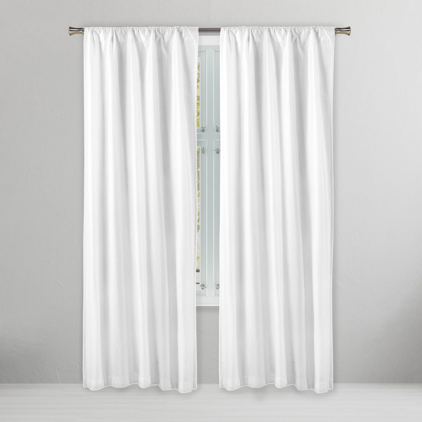 Set of 2: Embossed Crinkie Semi-Sheer Window Curtain Pair Panel