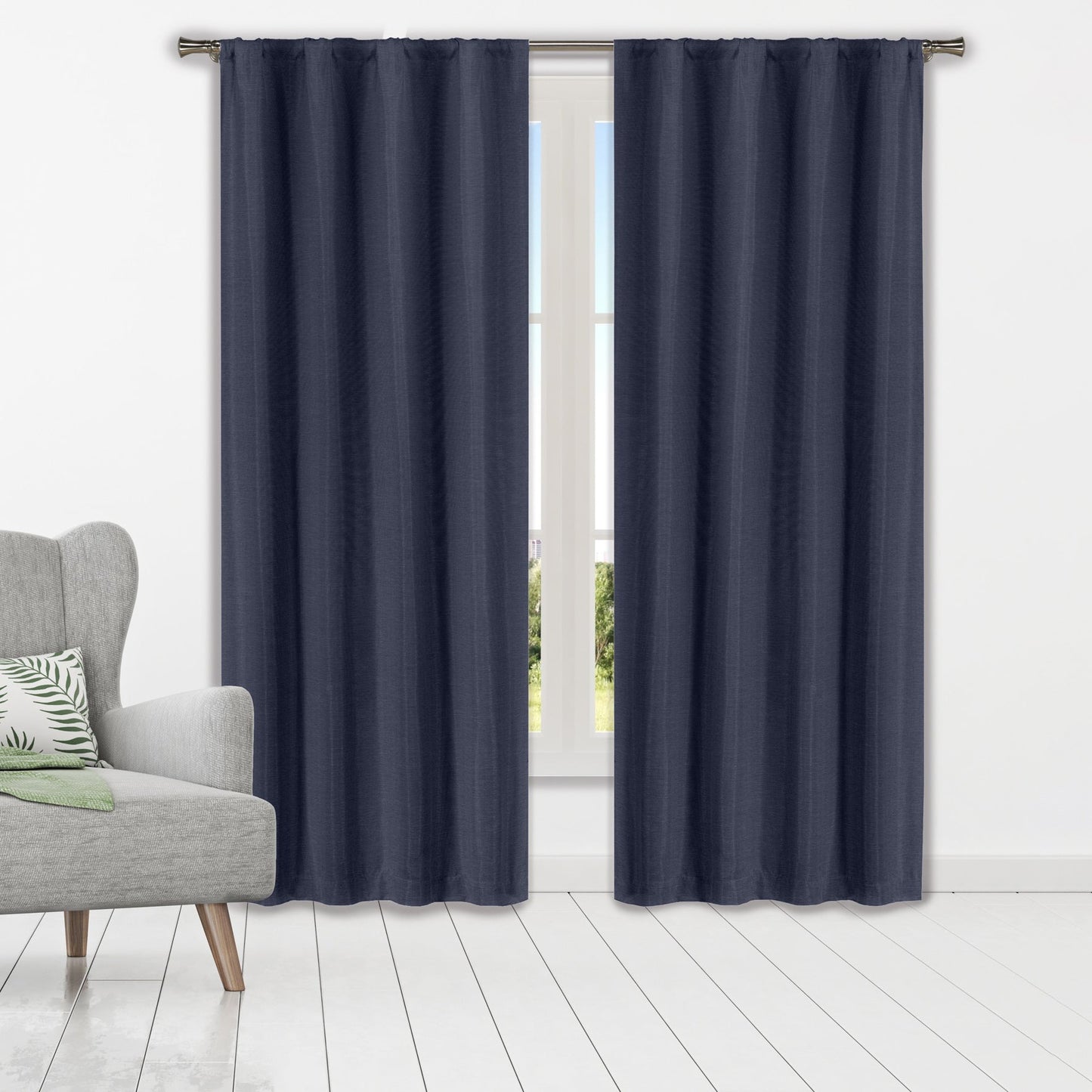Set of 2: Heavy Solid Textured Blackout Thermal Window Curtain Pair Panel