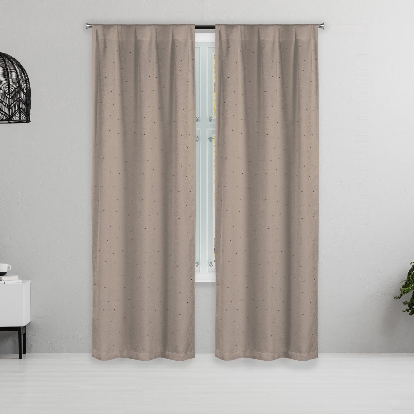 Set of 2: Pearl Detailing Design Blackout Window Curtain Pair Panel
