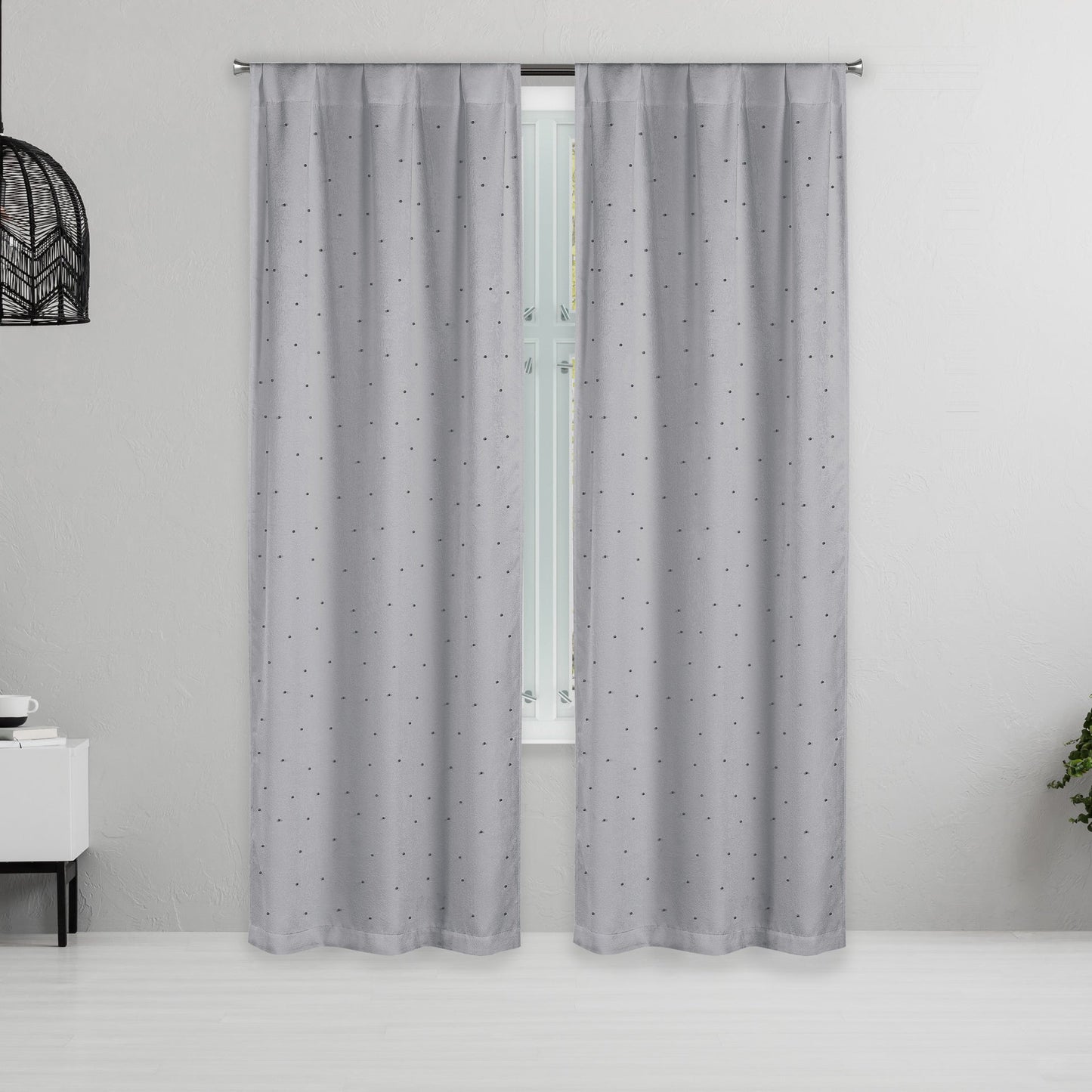 Set of 2: Pearl Detailing Design Blackout Window Curtain Pair Panel