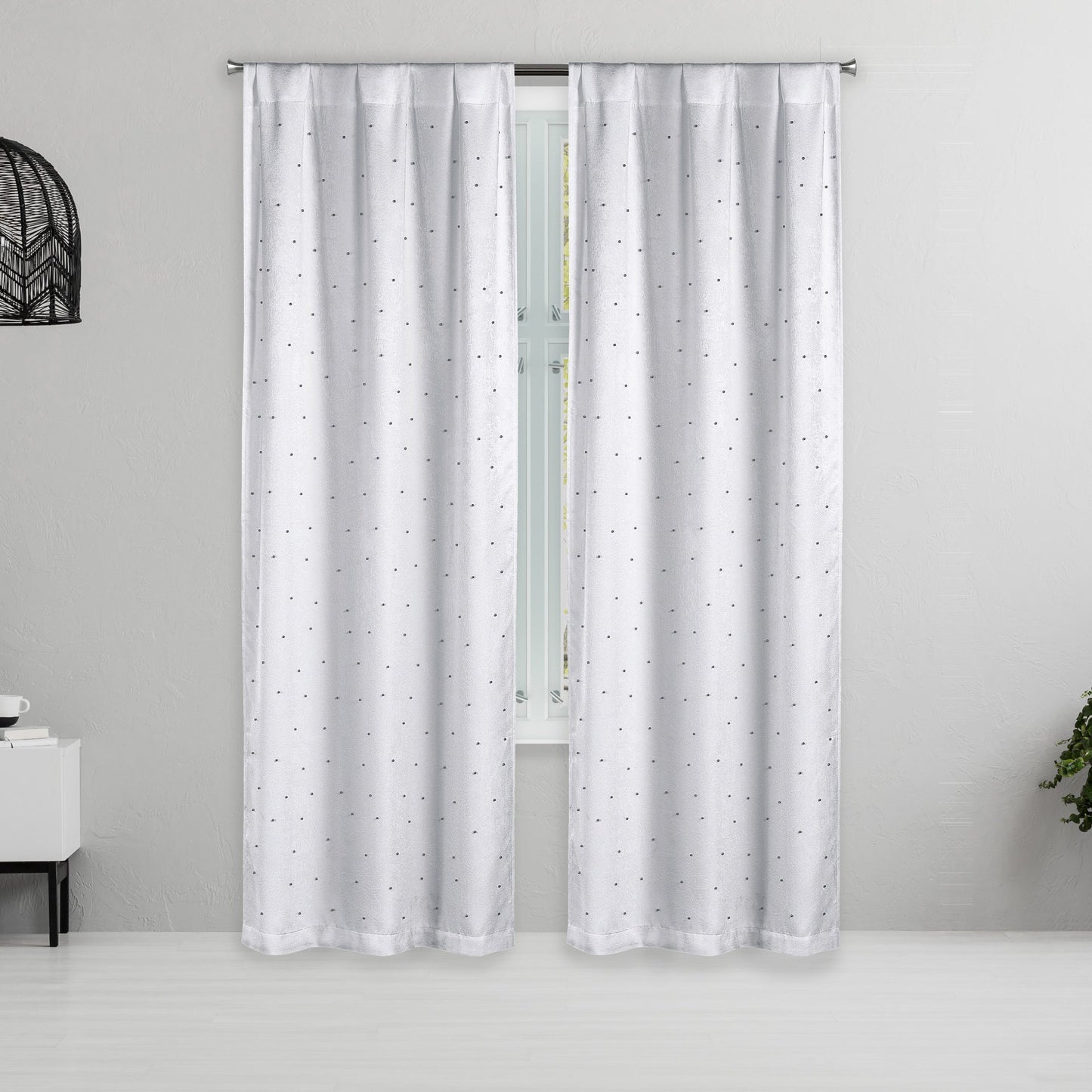 Set of 2: Pearl Detailing Design Blackout Window Curtain Pair Panel