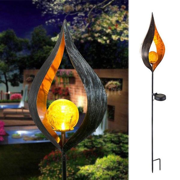 Solar LED Simulate Flame Light Lawn Lantern Lamp Waterproof Outdoor Lights