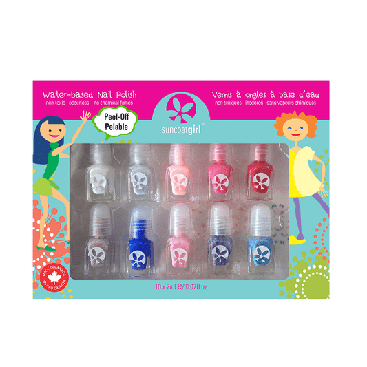 Suncoat Girl Water-Based Peel-Off Nail Polish Kit Flare & Fancy 10 x 2 ml