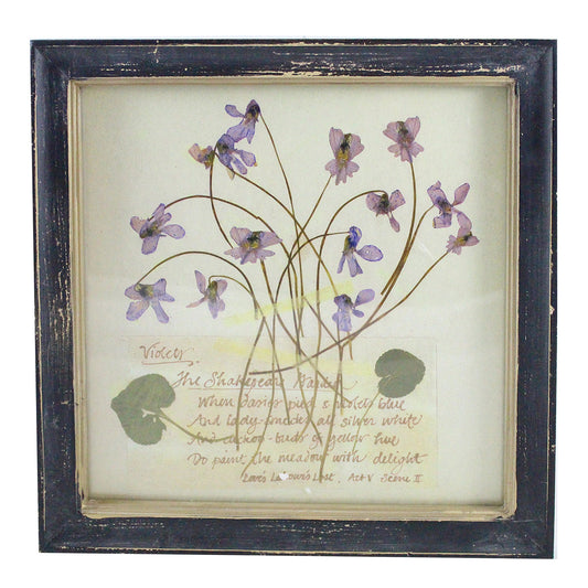Rustic Wood Framed Violet Flower Wall Decor